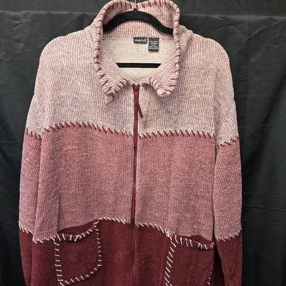 Northcrest Sweaters - Northcrest Two-Tone Pink Crewneck Sweater